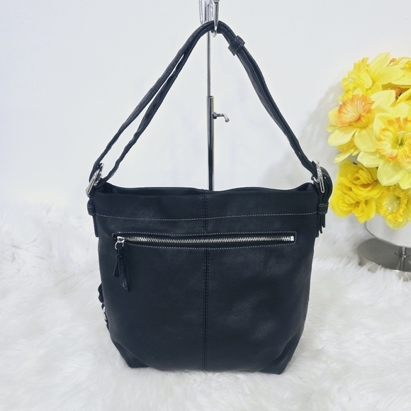 Coach Pebbled Black Leather Hobo Shoulder Tote Purse Bag Large Classic - Picture 3 of 14